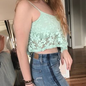 White & Tiffany Blue lace crops!